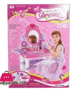 Battery Operated  Beauty Queen Dresser Pretend Play Toy Beauty Mirror Vanity Play Set With Flashing Lights,Music Accessories 73008 - Image 2
