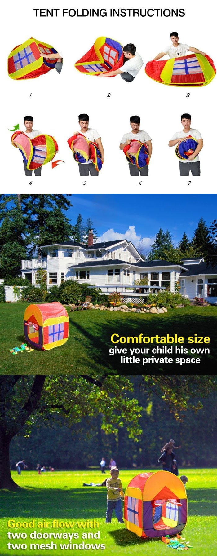 Foldable Kids Tent Playhouse