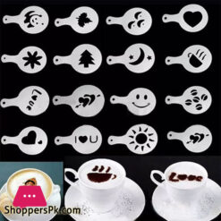 16pcs Coffee Stencil Filter Coffee Maker Cappuccino Coffee Barista Mold Templates Strew Flowers Pad Spray Art Coffee Tools