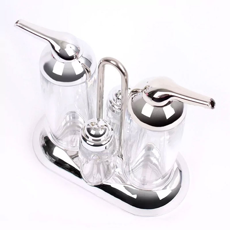 4Pcs Acrylic Condiment Set Oil Vinegar Salt Pepper Sauce Set