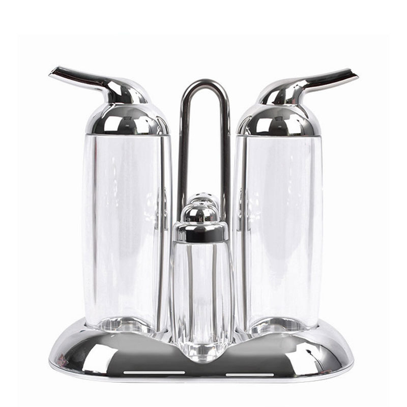 4Pcs Acrylic Condiment Set Oil Vinegar Salt Pepper Sauce Set