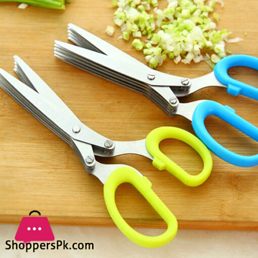 5 Layers Scissors Shredded Scallion Cut Herb Spices Stainless Steel Kitchen Tool
