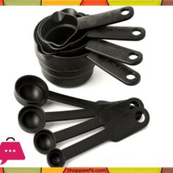 8-Pcs-Black-Plastic-Measuring-Cups-Spoon-Set