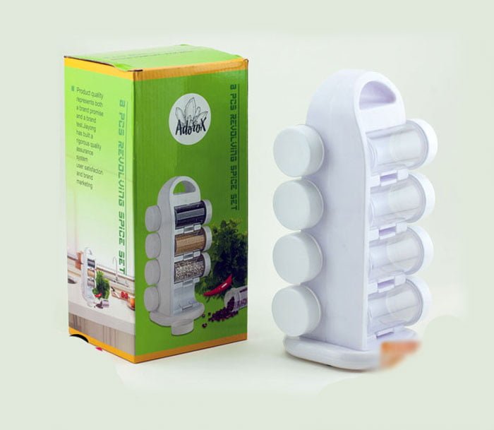 8 Piece Revolving Spice Set Plastic