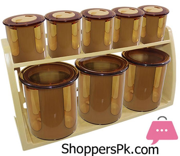 Bita Jars Set Wall Mounted Stand 9 Pcs Set