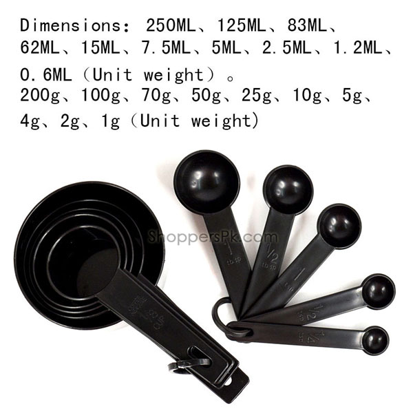 Black Plastic Measuring Cups 10 Pieces Set 6 Black Plastic Measuring Cups 10 Pieces Set