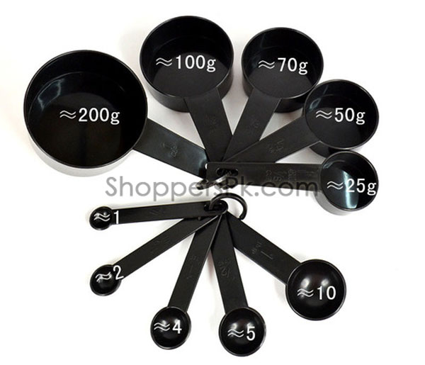 Black Plastic Measuring Cups 10 Pieces Set 7 Black Plastic Measuring Cups 10 Pieces Set