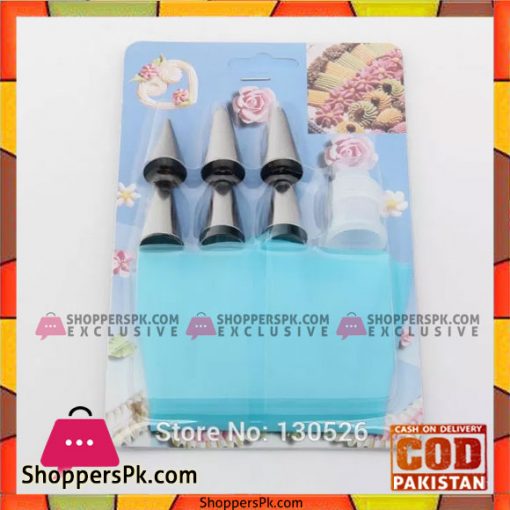 Cake Decoration Silicone Icing Bag with 6 Nozzles