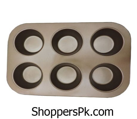 Non-stick-Baking-Pan-6-cup-Mini-Cupcake-Muffin-Pan-Golden-brown-Colored-Smooth-Glossy-Coating