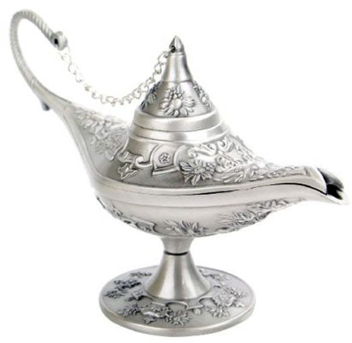 Pewter Metal Silver Aladdin Lamp Table Decoration Small 4 Pewter Metal Silver Aladdin Lamp Table Decoration Small