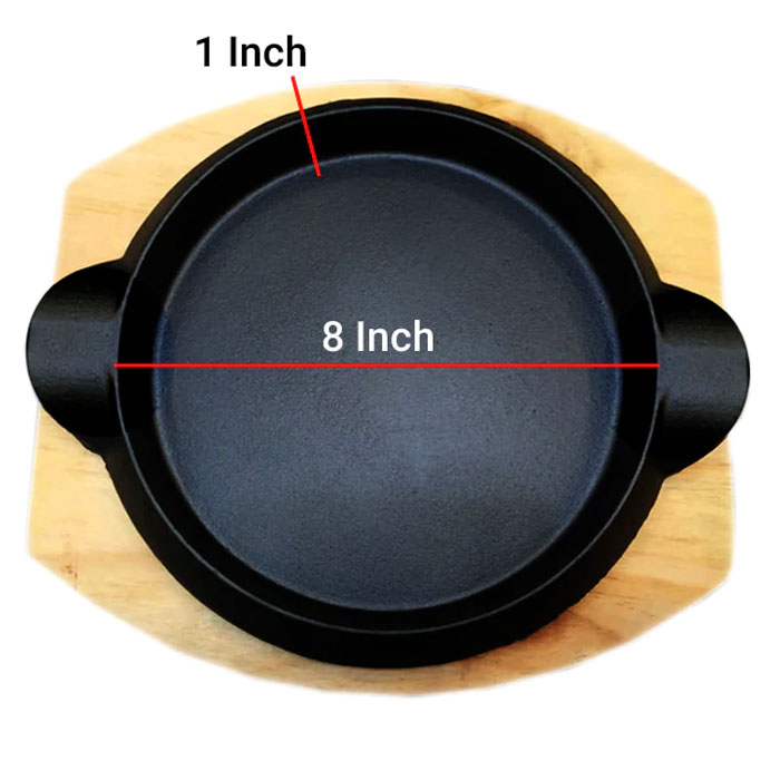 Sizzler Plate With Wooden Base - 21 Cm 6 Sizzler Plate With Wooden Base - 21 Cm