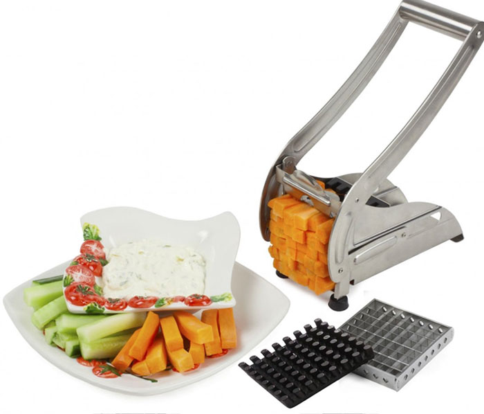 Stainless Steel Potato French Fry Chips Cutter Double Blade