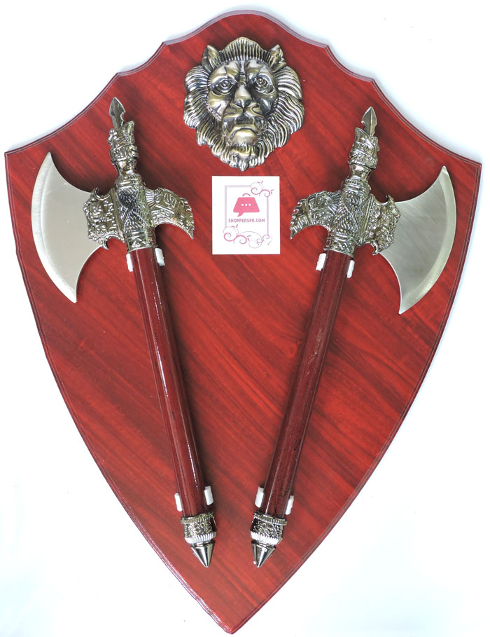 Wall Hanging Wooden Shield Axe Loin