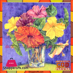 Flower Painting Print with Frame 3 - 10x10 Inch