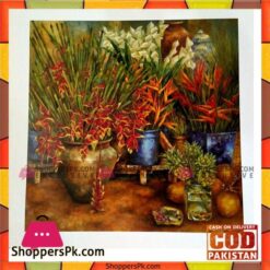 Flower Painting Print with Frame 42 - 14x14 Inch