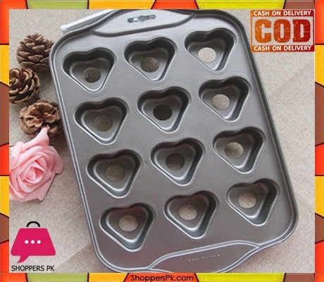 Mini Cheese Cake Pan 12 Cups Pan Heart Shape Drop Bottom