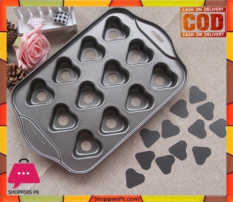 Mini Cheese Cake Pan 12 Cups Pan Heart Shape Drop Bottom