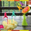 Plastic Sunflower fruit fork set