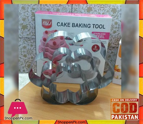 Cake Baking Tool Stainless Steel 3 Pcs Flower Shape