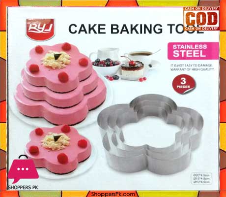 Cake Baking Tool Stainless Steel 3 Pcs Flower Shape