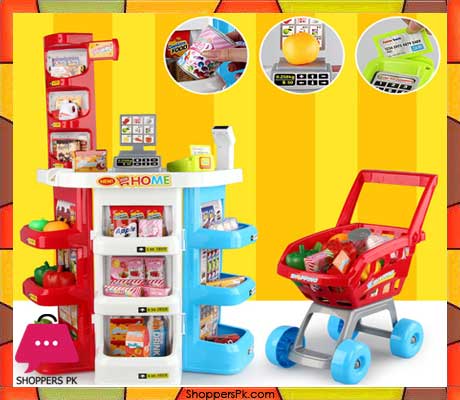 Deluxe Supermarket Toy Set with Shopping Trolley