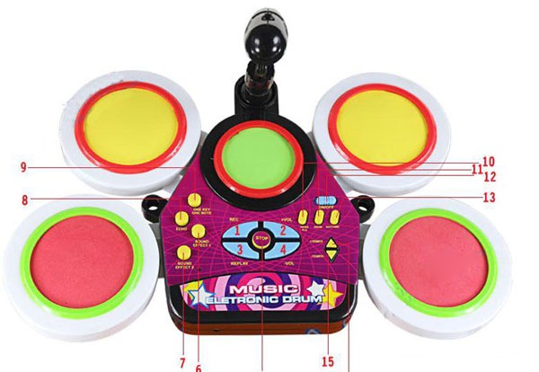 Jr. Drum Beat Set Real Effect Playing Electronic Toy