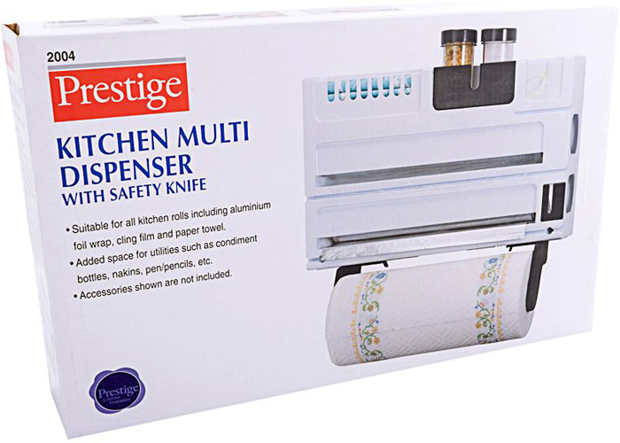 Prestige Kitchen Multi Dispenser With Safety Knife, White - Pre2004