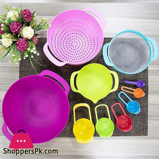 10 Piece Multicolor MEASURING Cups And Spoons Bowl Set