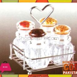 4 Piece Acrylic Condiment Cruet Set With S/Steel Stand in Pakistan