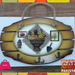 Round Flower Basket keychain Holder 3 Hooks - 10x6.5 Inch