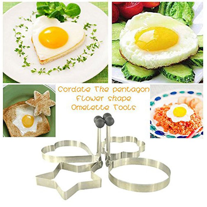 Stainless Steel Non-Stick Frying Egg Mold Ring Pancake Mold 4 Pcs