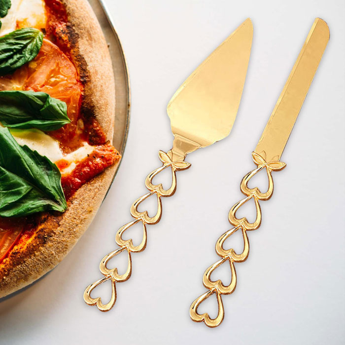 Celebration Gold Wedding Cake Knife &Amp; Server Set, Vintage Cake Cutting Utensils, Party Supplies Golden Anniversary Decorations (Elegant Gold)