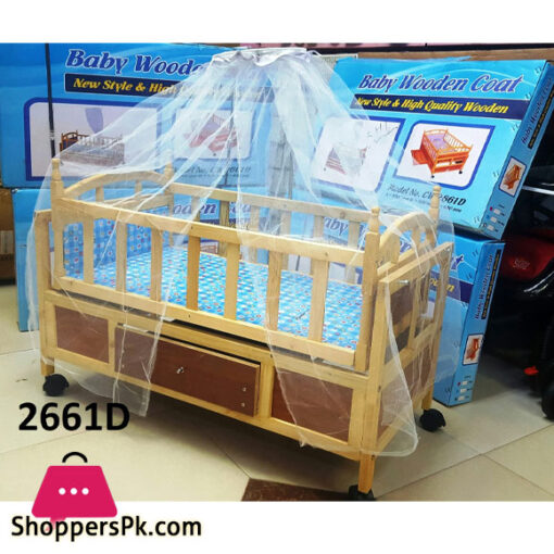 High Quality Wooden Baby Sleeping Cot 661D (Deco Color)