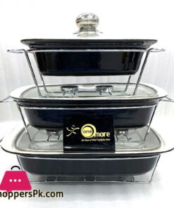 Buffet Dishes With Glass Lids & Stand 3 Pcs Set 009-80-1