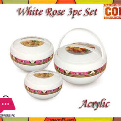 Happy White Rose 3 Pcs Hot Pot Set Acrylic