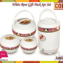 Happy White Rose Gift Pack Hot Pot Water Coolar 4 Pcs Set