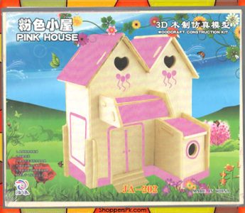 Wood-Craft-Puzzle-Pink-House
