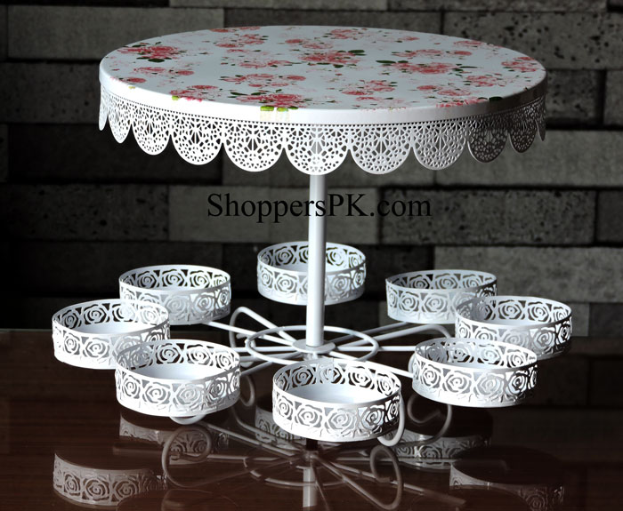 2 Layer Cake &Amp; 8 Pcs Cupcake Stand Metal 4 2 Layer Cake &Amp; 8 Pcs Cupcake Stand Metal