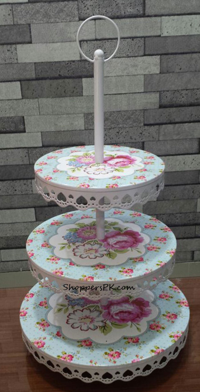 3 Layer Metal Cupcake Cake Stand Flower