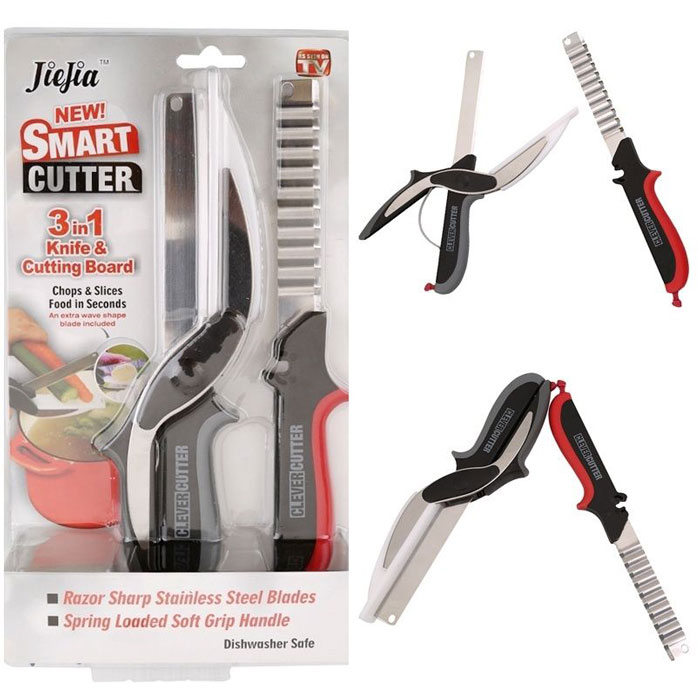 Clever Cutter Knife & Cutting Board Scissors 3-in 1