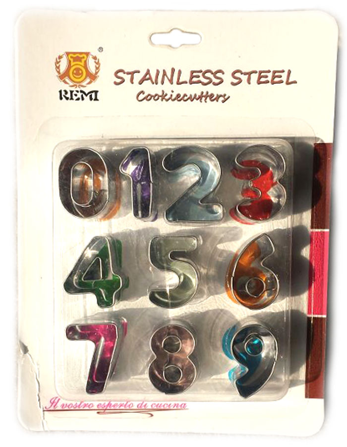 Stainless Steel Number 0-9 Cookie Cutter Set