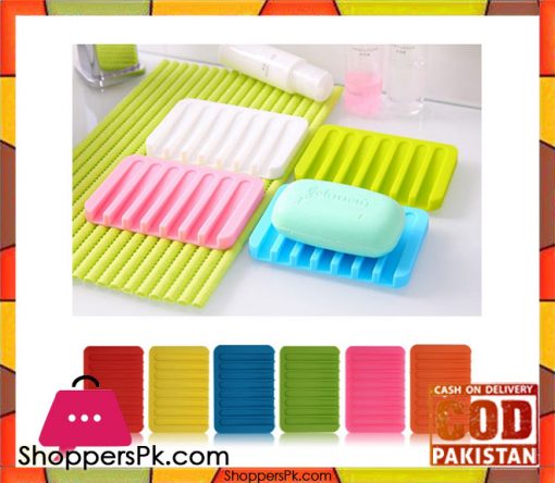 1Pcs Candy Color Silicone Soap Dish Bathroom