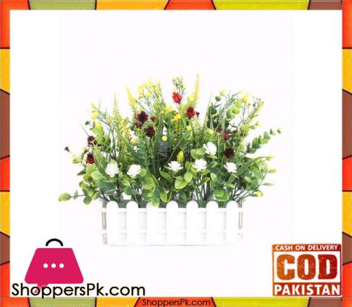 The Florist Multicolored Artificial Flower Plastic Fence Arrangement - FL26