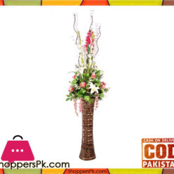 The Florist FLOR7 - White Rose Stick Flower Arrangment With Fibre Vase