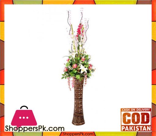 The Florist FLOR7 - White Rose Stick Flower Arrangment With Fibre Vase