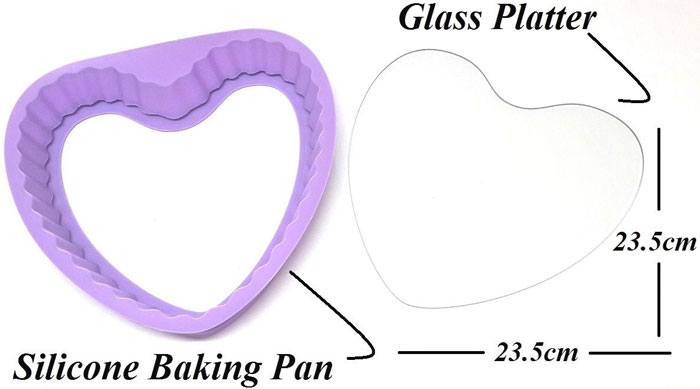 Baking Heart Shape Silicone Pan With Glass Platter