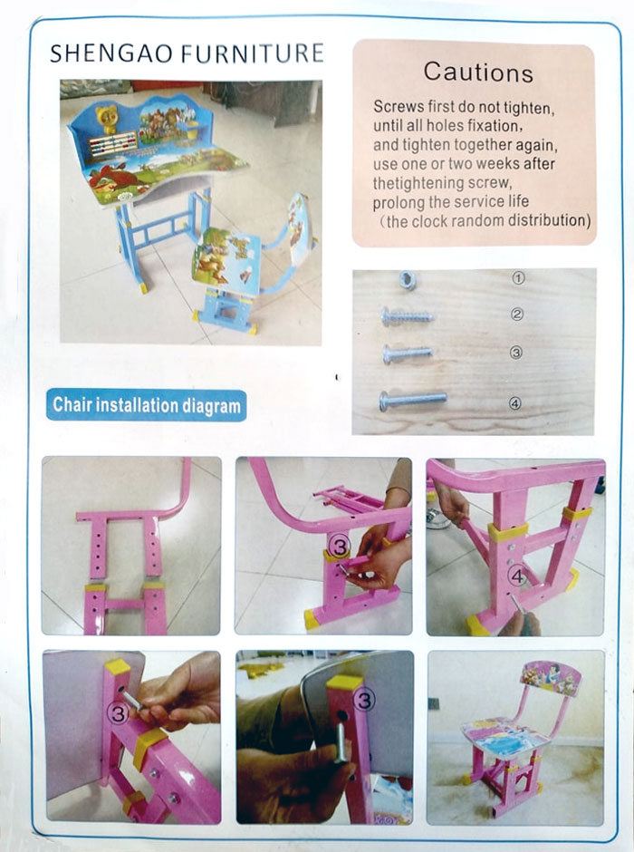 Kids Study Table and Chair Set with Barbie Theme
