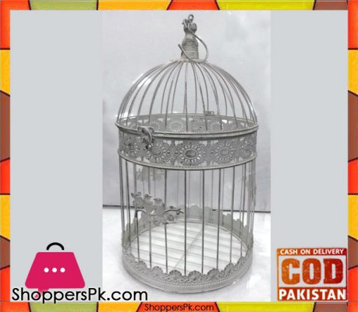 Vintage Iron Antique White Decorative Metal Bird Cage Large