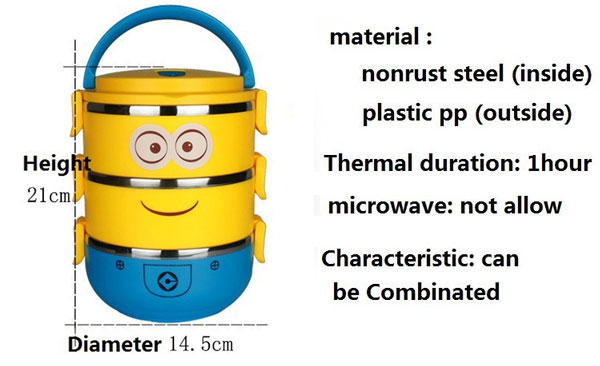 3 Layer Minion Cartoon Lunch Box For Kids 4 3 Layer Minion Cartoon Lunch Box For Kids