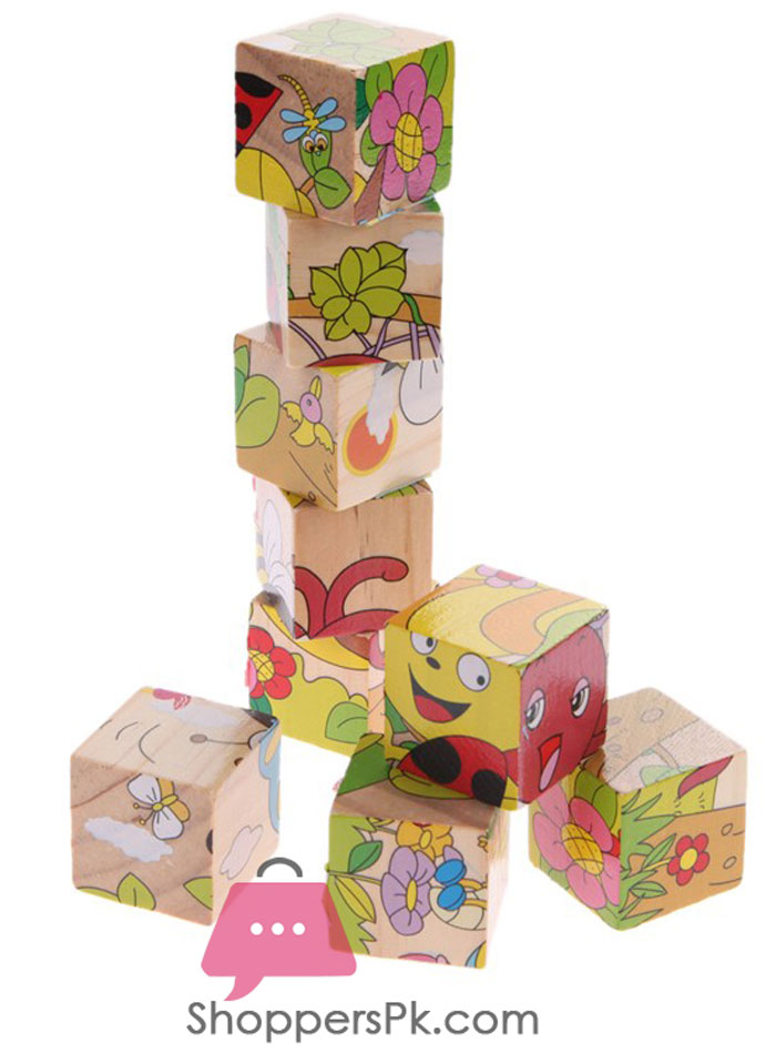 3D Educational Puzzle Six Sides 9 Pcs Wooden Toys Jigsaw Puzzle